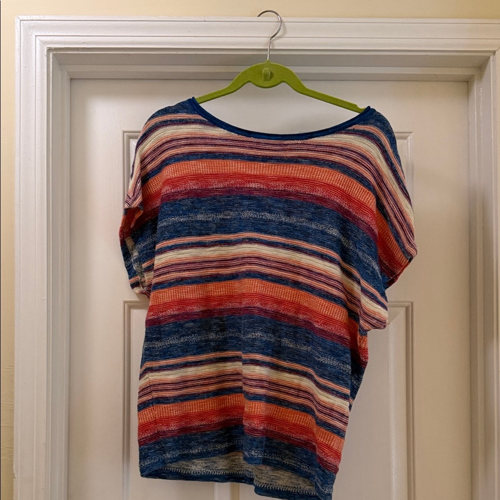 Striped Scoop Neck Women's Sweater - Multicolor